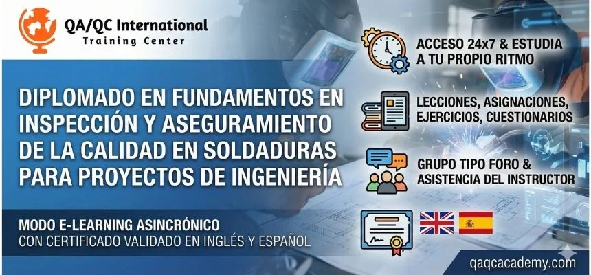 Diplomado en Fundamentos en Inspección y Aseguramiento de la Calidad en Soldaduras para  Proyectos de Ingenieria